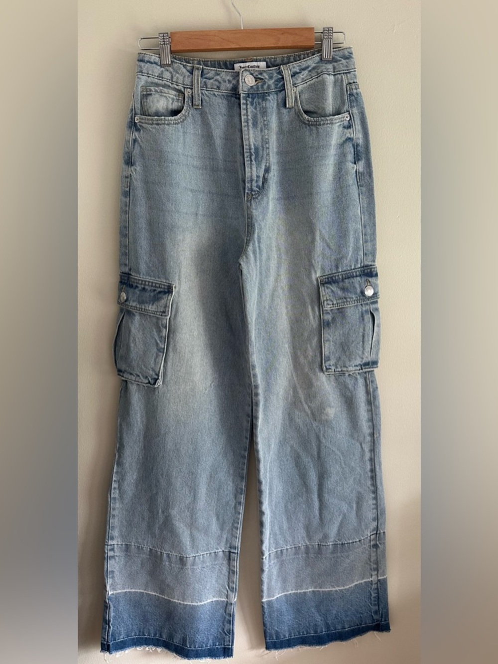 Juicy Couture Light Wash Wide-Leg Cargo Jeans